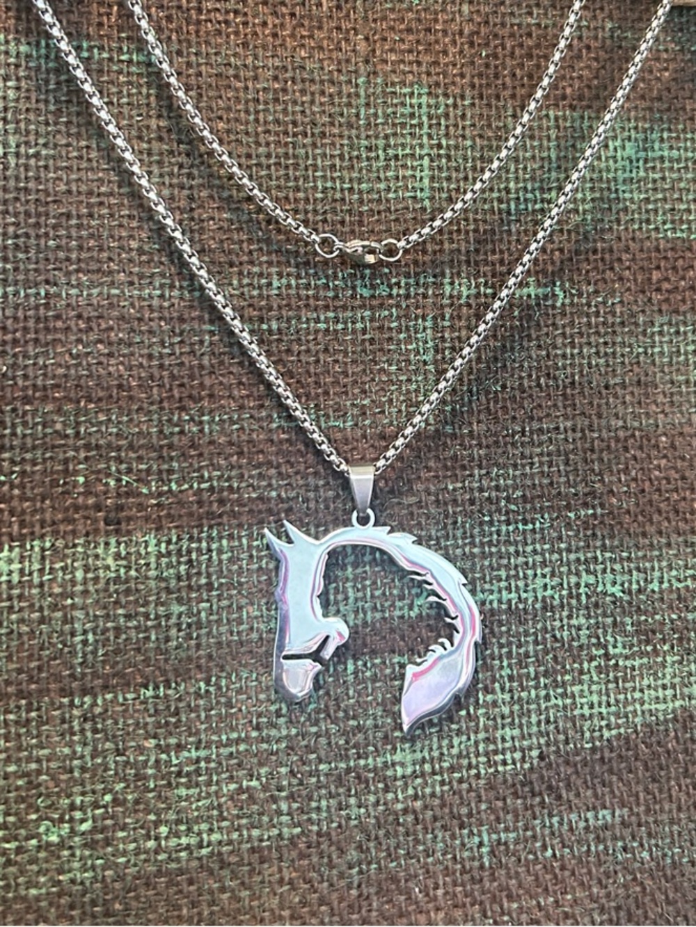Silver Horse Head Layered Pendant Necklace - Women Jewelry